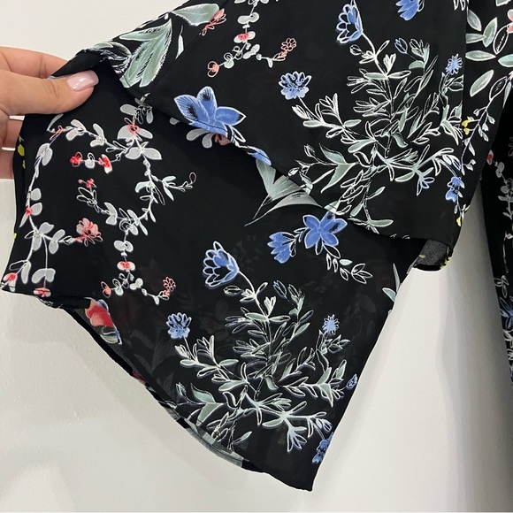 NWT Parker Black Blue Woodland Floral Printed Cold Shoulder Agave Mini Dress L - Picture 5 of 16